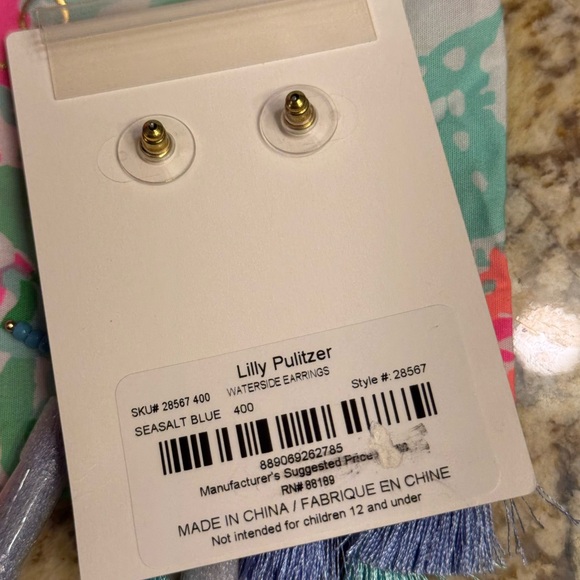 Lily Pulitzer Waterside Earrings Blue and Gold Tassel Earring - Picture 4 of 6